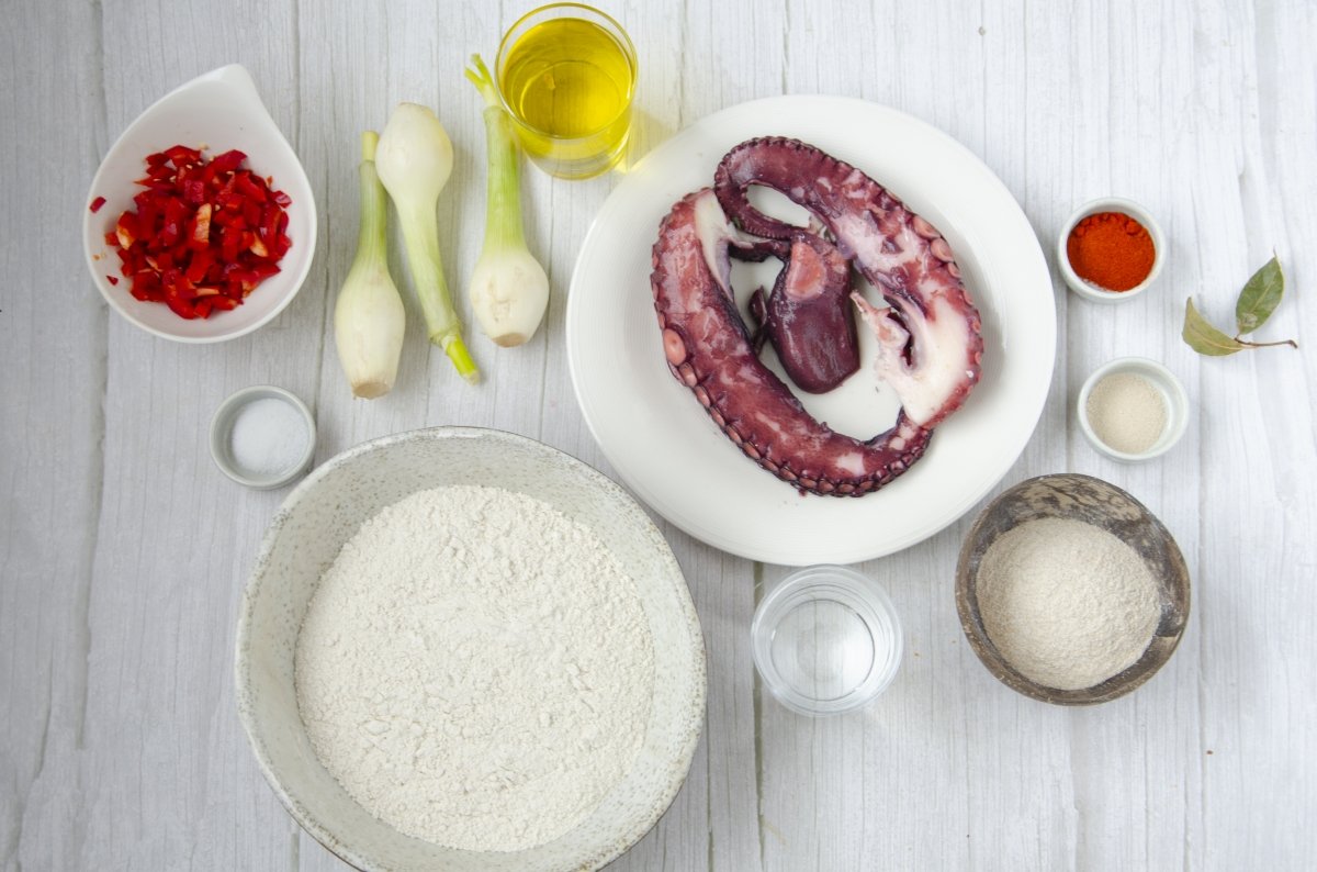 Ingredientes de la empanada de pulpo