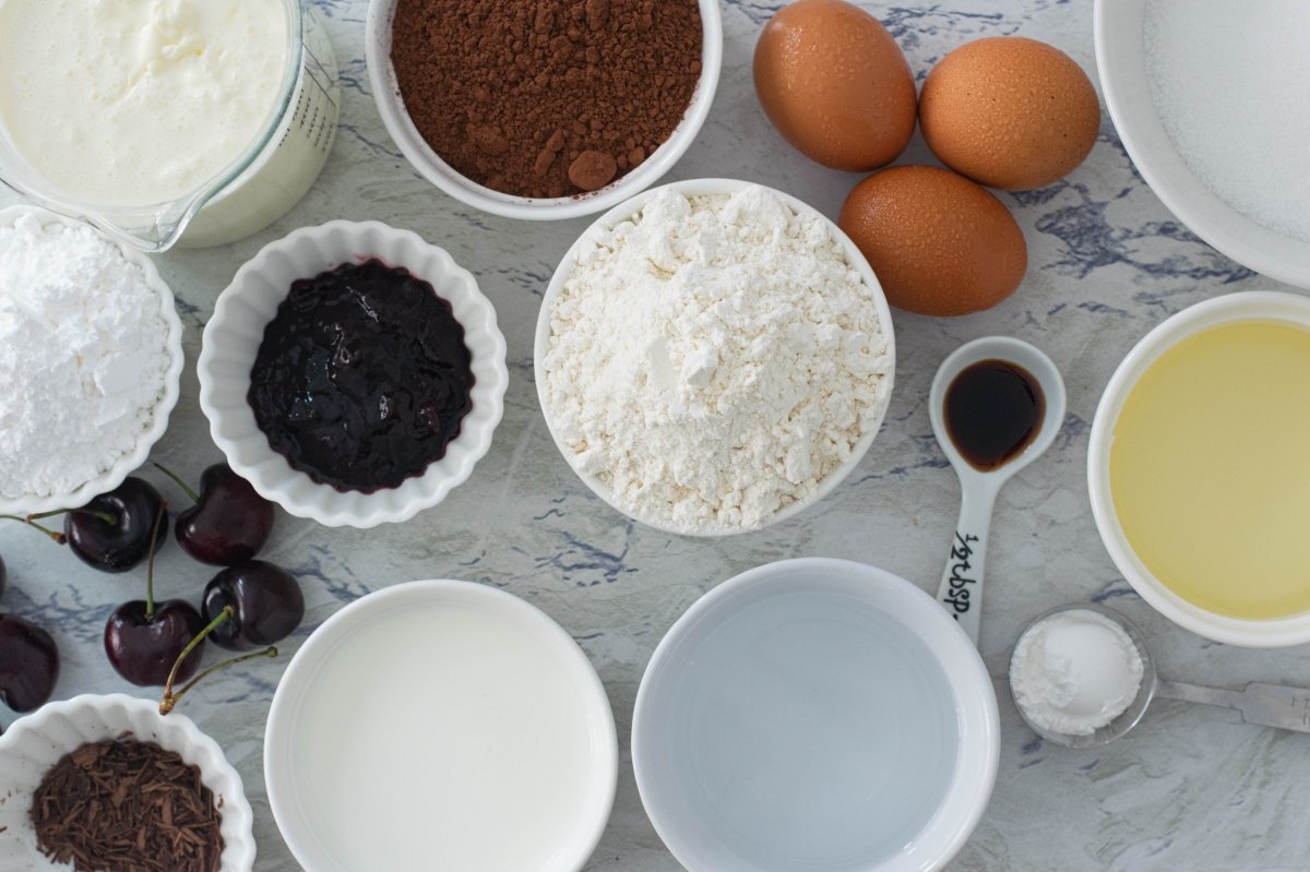 Ingredientes de la tarta Selva Negra
