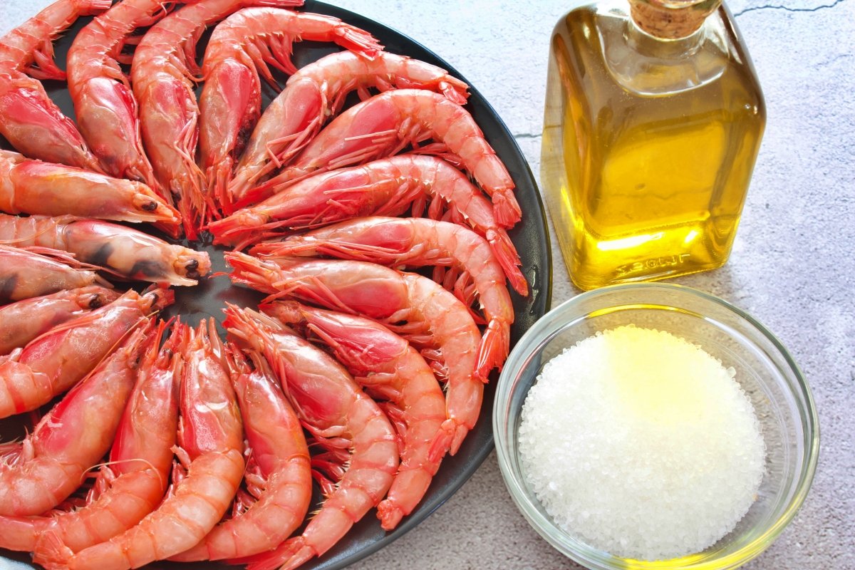 Ingredientes de las gambas a la plancha