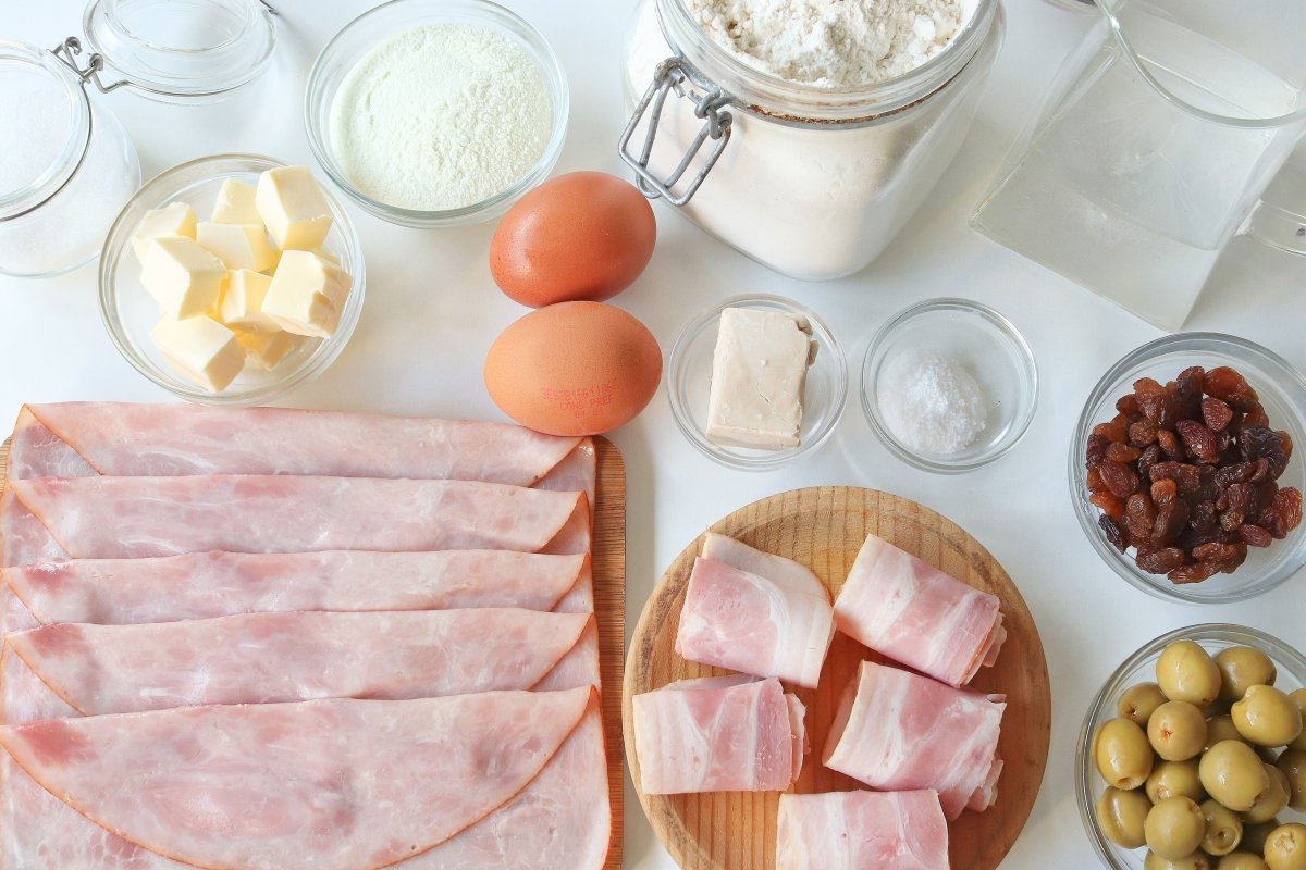 Ingredientes para el pan de jamón
