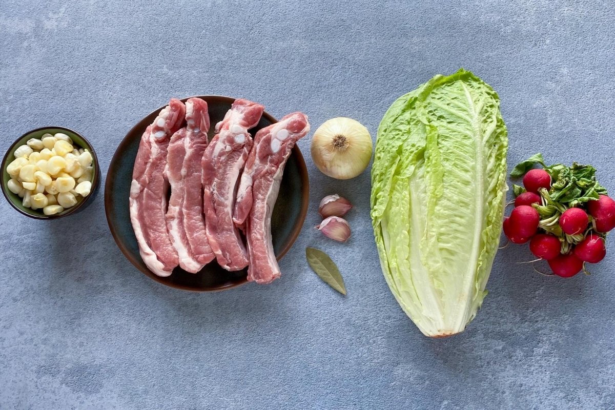 Ingredientes para elaborar pozole blanco