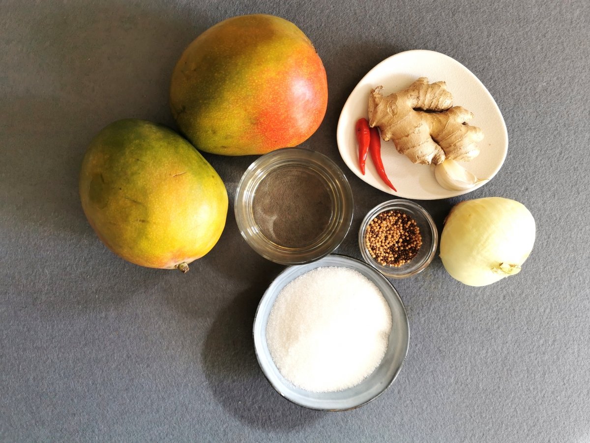 Los ingredientes del chutney de mango