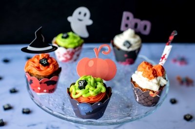 Cupcakes de calabaza y chocolate de Halloween