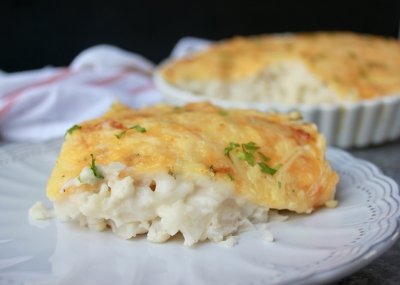 Pastel de coliflor gratinada con queso