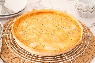 Quiche de merluza y gambas
