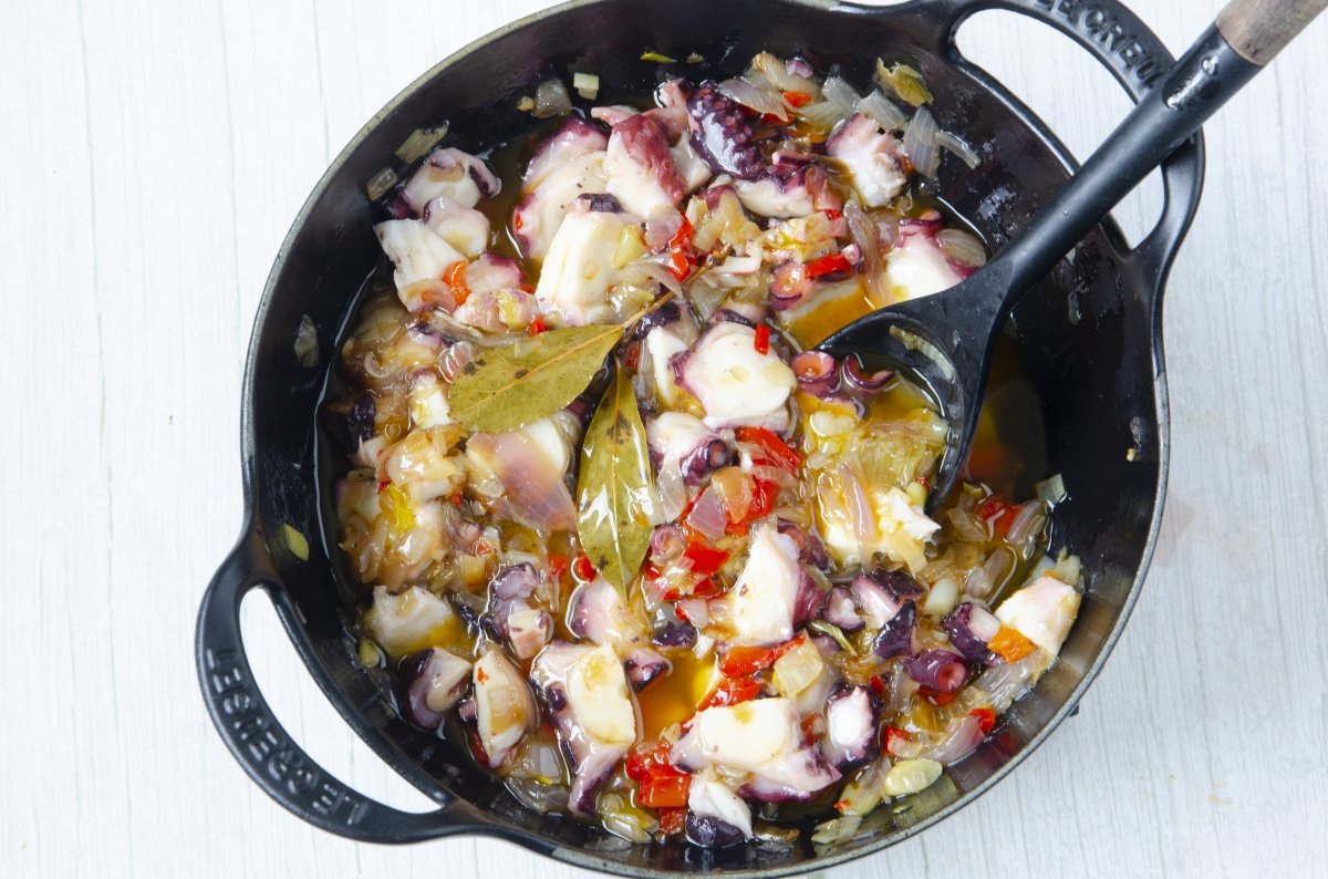 Zarangallada de la empanada de pulpo lista